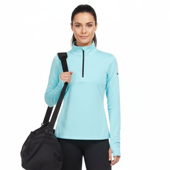 Nike Blue & Black 1/2 Zip Long Sleeve Sport Athletic Shirt Top L - Picture 1 of 7